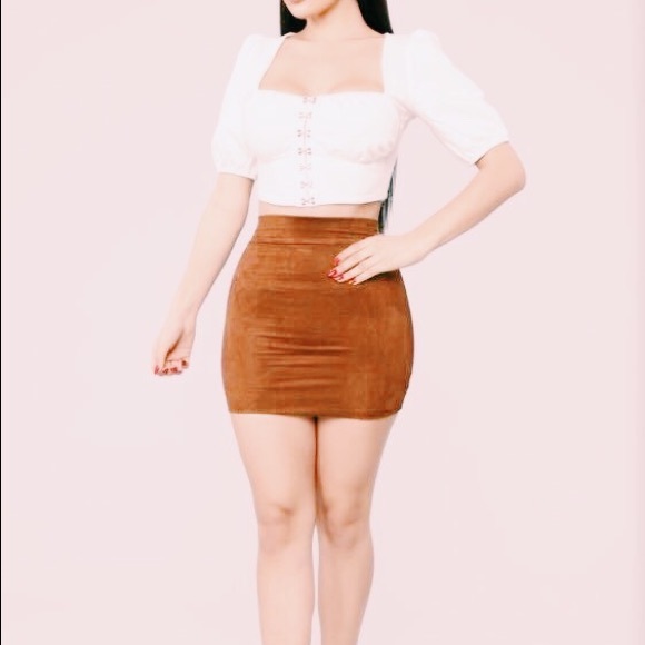 New Faux Suede Body-con Mini Skirt - Picture 1 of 7